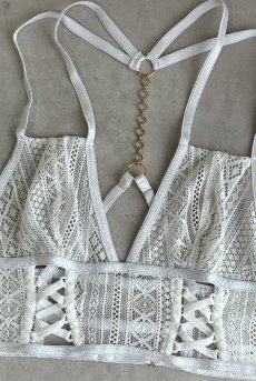 画像22: Vally Chain Bralette WH|ブラレット・ノンパテッドブラ・レース・ホワイト | Lilose リローズ【サイズ交換NG】   日本製   (22)