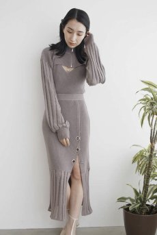 画像5: Gambit Slit Knit Skirt |ロングスカート・ニット・グレージュ | Lilose リローズ【サイズ交換NG】   日本製   (5)