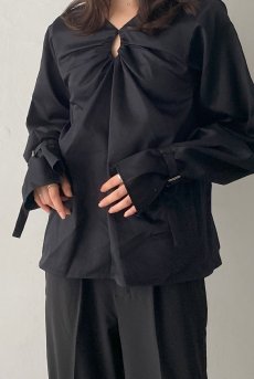 画像6: Desir Front gathers Blouse Basic BK |トップス・ブラウス・ブラック・コットン | Lilose リローズ【サイズ交換NG・クーポン割引対象外】  日本製   (6)