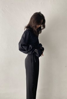 画像8: Desir Front gathers Blouse Basic BK |トップス・ブラウス・ブラック・コットン | Lilose リローズ【サイズ交換NG・クーポン割引対象外】  日本製   (8)