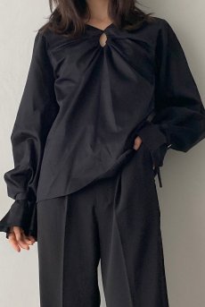 画像15: Desir Front gathers Blouse Basic BK |トップス・ブラウス・ブラック・コットン | Lilose リローズ【サイズ交換NG・クーポン割引対象外】  日本製   (15)