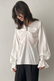 画像3: Desir Front gathers Blouse Basic WH |トップス・ブラウス・ホワイト・コットン | Lilose リローズ【サイズ交換NG・クーポン割引対象外】  日本製   (3)