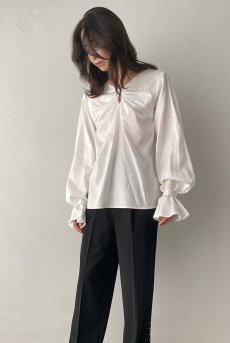 画像9: Desir Front gathers Blouse Basic WH |トップス・ブラウス・ホワイト・コットン | Lilose リローズ【サイズ交換NG・クーポン割引対象外】  日本製   (9)