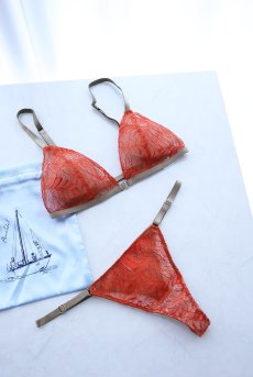 画像5: Candy Weekend Set  ORANGE ADE | ノンワイヤーブラ＆ショーツセット・フロントホック・Tバック・国産ウォッシャブルレース・オレンジ・ポーチ付き | maimia マイミア【サイズ交換NG・クーポン割引対象外】 日本製・高級ランジェリー   (5)