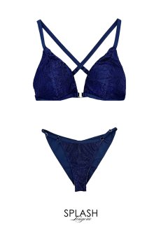 画像1: LACE CRUIISNG SET | ノンワイヤーブラ＆ショーツセット・スイムウェア兼用２WAY・ネイビー・ポーチ付き | maimia マイミア【サイズ交換NG・クーポン割引対象外】 日本製・高級ランジェリー   (1)