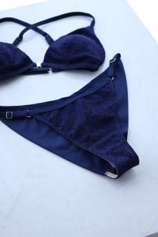 画像5: LACE CRUIISNG SET | ノンワイヤーブラ＆ショーツセット・スイムウェア兼用２WAY・ネイビー・ポーチ付き | maimia マイミア【サイズ交換NG・クーポン割引対象外】 日本製・高級ランジェリー   (5)