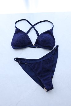画像6: LACE CRUIISNG SET | ノンワイヤーブラ＆ショーツセット・スイムウェア兼用２WAY・ネイビー・ポーチ付き | maimia マイミア【サイズ交換NG・クーポン割引対象外】 日本製・高級ランジェリー   (6)