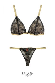 画像1: Candy Weekend Set  NERO　| ノンワイヤーブラ＆ショーツセット・フロントホック・Tバック・国産ウォッシャブルレース・ネロ( ブラック)・ポーチ付き | maimia マイミア【サイズ交換NG・クーポン割引対象外】 日本製・高級ランジェリー   (1)