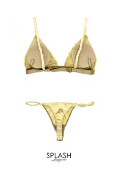 画像2: Luxe Eclair Weekend Set  CITRON| ノンワイヤーブラ＆ショーツセット・フロントホック・Tバック・フレンチリバーレース・シトロン（レモンイエロー）・ポーチ付き | maimia マイミア【サイズ交換NG・クーポン割引対象外】 日本製・高級ランジェリー   (2)