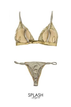 画像2: Luxe Eclair Weekend Set  TRENCH| ノンワイヤーブラ＆ショーツセット・フロントホック・Tバック・フレンチリバーレース・トレンチ（カーキベージュ）・ポーチ付き | maimia マイミア【サイズ交換NG・クーポン割引対象外】 日本製・高級ランジェリー   (2)