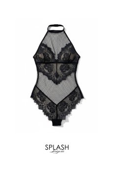 画像2: 【先行予約】10％OFF｜L514-TED｜レース切り替えロングスリップ＆Tバックショーツセット（シースルー・ストレッチ・ブラック）｜Muse Line｜インポートランジェリー輸入下着・ランジェリー (2)