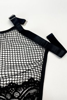 画像12: 【先行予約】10％OFF｜L514-TED｜レース切り替えロングスリップ＆Tバックショーツセット（シースルー・ストレッチ・ブラック）｜Muse Line｜インポートランジェリー輸入下着・ランジェリー (12)