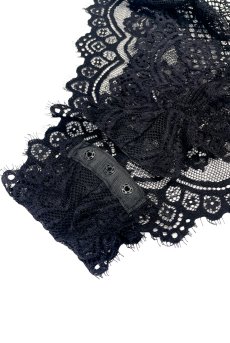 画像14: 【先行予約】10％OFF｜L514-TED｜レース切り替えロングスリップ＆Tバックショーツセット（シースルー・ストレッチ・ブラック）｜Muse Line｜インポートランジェリー輸入下着・ランジェリー (14)