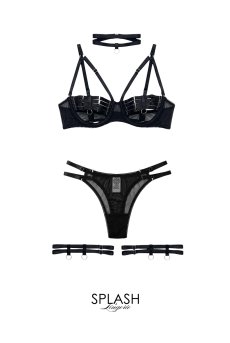 画像5: M523-SET｜オープンブラ＆シースルーパンティ＆チョーカー＆レッグバンド 豪華4点セット（ボンテージ風）｜Muse Line｜インポートランジェリー【即日発送】輸入下着・ランジェリー (5)