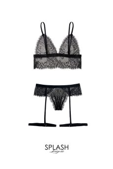 画像5: M524-SET｜ノンワイヤーブラ・パンティ・ガーターバンド・シースルーガウン 豪華4点セット（アイラッシュレース）｜Muse Line｜インポートランジェリー【即日発送】輸入下着・ランジェリー (5)
