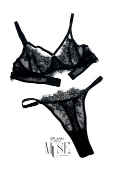 画像12: Luna 3-pcs set｜ブラ＆ガーターベルト＆Tバック＆レッグバンド4点セット（ワイヤー入り・アイラッシュレース）｜Muse Line｜インポートSexyランジェリー【即日発送・サイズ交換NG・メール便対象】輸入下着・ランジェリー   (12)