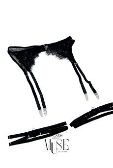 画像16: Luna 3-pcs set｜ブラ＆ガーターベルト＆Tバック＆レッグバンド4点セット（ワイヤー入り・アイラッシュレース）｜Muse Line｜インポートSexyランジェリー【即日発送・サイズ交換NG・メール便対象】輸入下着・ランジェリー   (16)