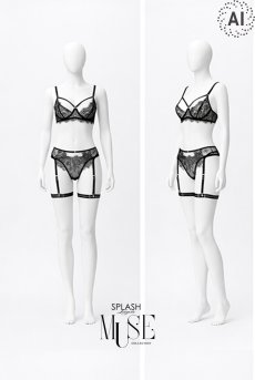 画像21: Luna 3-pcs set｜ブラ＆ガーターベルト＆Tバック＆レッグバンド4点セット（ワイヤー入り・アイラッシュレース）｜Muse Line｜インポートSexyランジェリー【即日発送・サイズ交換NG・メール便対象】輸入下着・ランジェリー   (21)