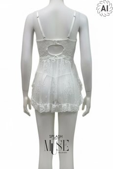 画像17: Charis babydoll｜オープンブラ一体型ベビードール＆Tバックセット（花柄・ホワイト）｜Muse Line｜インポートSexyランジェリー【即日発送・サイズ交換NG・メール便対象】輸入下着・ランジェリー   (17)