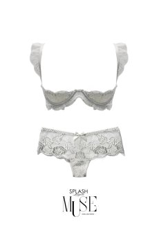 画像1: Eris set｜オープンブラ＆オープンクロッチタンガセット（オープンランジェリー・ホワイト）｜Muse Line｜インポートSexyランジェリー【即日発送・サイズ交換NG・メール便対象】輸入下着・ランジェリー   (1)