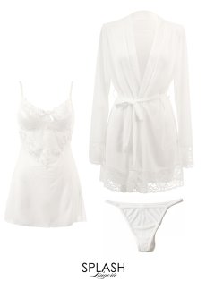 画像12: 【先行予約 10％OFF】Eirene babydoll robe set｜ベビードール＆ガウン＆Tバック（純白レース・3点セット）｜Muse Line｜インポートSexyランジェリー【即日発送・サイズ交換NG・メール便対象】輸入下着・ランジェリー   (12)