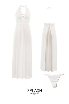 画像13: 【先行予約 10％OFF】Venus dress｜ロングスリップ＆Tバック（純白レース）｜Muse Line｜インポートSexyランジェリー【即日発送・サイズ交換NG・メール便対象】輸入下着・ランジェリー   (13)