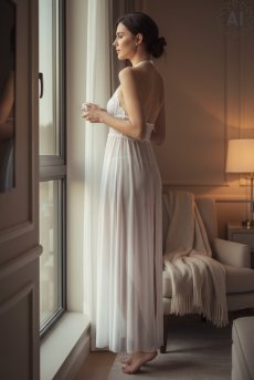 画像4: 【先行予約 10％OFF】Venus dress｜ロングスリップ＆Tバック（純白レース）｜Muse Line｜インポートSexyランジェリー【即日発送・サイズ交換NG・メール便対象】輸入下着・ランジェリー   (4)