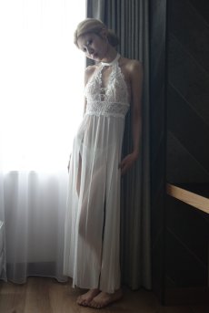 画像8: 【先行予約 10％OFF】Venus dress｜ロングスリップ＆Tバック（純白レース）｜Muse Line｜インポートSexyランジェリー【即日発送・サイズ交換NG・メール便対象】輸入下着・ランジェリー   (8)