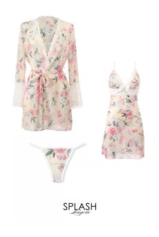 画像21: 【先行予約 10％OFF】Flora babydoll robe set｜ベビードール＆ガウン＆Tバック（クリームイエロー・純白レース・3点セット）｜Muse Line｜インポートSexyランジェリー【即日発送・サイズ交換NG・メール便対象】輸入下着・ランジェリー   (21)
