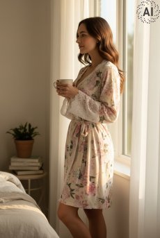 画像2: 【先行予約 10％OFF】Flora babydoll robe set｜ベビードール＆ガウン＆Tバック（クリームイエロー・純白レース・3点セット）｜Muse Line｜インポートSexyランジェリー【即日発送・サイズ交換NG・メール便対象】輸入下着・ランジェリー   (2)