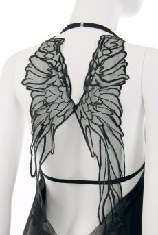 画像11: 在庫限り｜XLサイズ｜Alifini chemise | 大きな翼で魅了するスリップドレス＆Tバックの2点セット・バックシャン・ブラック・タンガ   | 高級Sexyランジェリー Obsessive【即日発送・サイズ交換NG・メール便対象】輸入下着・ランジェリー  （再入荷なし） (11)