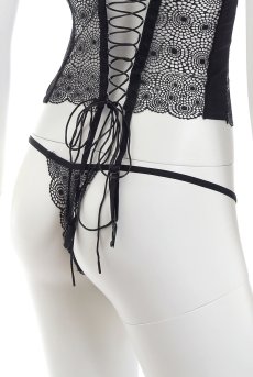 画像15: 在庫限り｜XLサイズ｜Sharlotte corset | ガーターベルト付きソフトコルセット＆Tバック2点セット・ファスナー付き・ブラック・タンガ   | 高級Sexyランジェリー Obsessive【即日発送・サイズ交換NG・メール便対象】輸入下着・ランジェリー  (再入荷なし) (15)