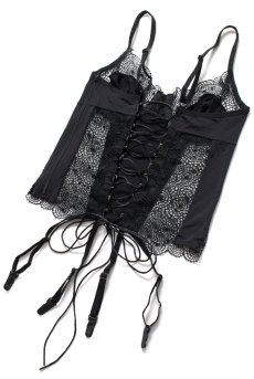 画像18: 在庫限り｜XLサイズ｜Sharlotte corset | ガーターベルト付きソフトコルセット＆Tバック2点セット・ファスナー付き・ブラック・タンガ   | 高級Sexyランジェリー Obsessive【即日発送・サイズ交換NG・メール便対象】輸入下着・ランジェリー  (再入荷なし) (18)