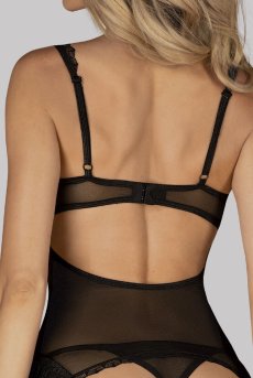 画像8: 在庫限り｜Sherila corset thong |  ガーターベルト付きコルセット＆タンガ2点セット（シースルー・フリンジ・チュールレース・ブラック）  | Obsessive 高級Sexyランジェリー【即日発送・サイズ交換NG・メール便対象】輸入下着・ランジェリー   (再入荷なし) (8)