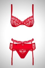 Heartina set 3pcs red | 一枚レースブラ＆ガーターベルト＆Tバック3点セット・ノンパテッドブラ・赤   | 高級Sexyランジェリー Obsessive【即日発送・サイズ交換NG・メール便対象】輸入下着・ランジェリー  