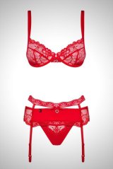 Heartina set 3pcs red | 一枚レースブラ＆ガーターベルト＆Tバック3点セット・ノンパテッドブラ・赤   | 高級Sexyランジェリー Obsessive【即日発送・サイズ交換NG】輸入下着・ランジェリー  