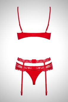 画像2: Heartina set 3pcs red | 一枚レースブラ＆ガーターベルト＆Tバック3点セット・ノンパテッドブラ・赤   | 高級Sexyランジェリー Obsessive【即日発送・サイズ交換NG】輸入下着・ランジェリー   (2)