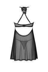 Latinesa babydoll | ベビードール＆タンガ（ワイヤーなし・フラワーモチーフ・シースルー・レーサーバック・ブラック）| Obsessive 高級Sexyランジェリー【即日発送・サイズ交換NG・メール便対象】輸入下着・ランジェリー  