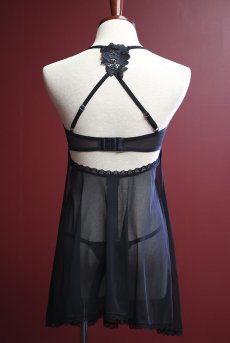 画像12: Latinesa babydoll | ベビードール＆タンガ（ワイヤーなし・フラワーモチーフ・シースルー・レーサーバック・ブラック）| Obsessive 高級Sexyランジェリー【即日発送・サイズ交換NG】輸入下着・ランジェリー   (12)