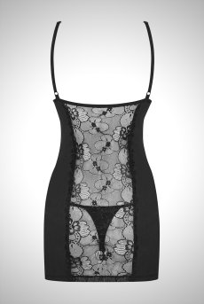 画像2: Heartina chemise black | シースルーで魅せるスリップドレス＆タンガセット・Tバック・ブラック   | 高級Sexyランジェリー Obsessive【即日発送・サイズ交換NG】輸入下着・ランジェリー   (2)