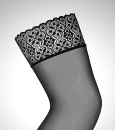 画像2: Shibu stockings | モダンなジオメトリック・レースのガーターストッキング ・黒・肌側シリコンストッパーなし   | 高級Sexyランジェリー Obsessive【即日発送・サイズ交換NG】※メール便対象※輸入下着・ランジェリー   (2)