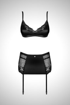 画像1: Blanita 3pcs set | ブラ＆ガーターベルト＆タンガ3点セット・Tバック・ブラック   | 高級Sexyランジェリー Obsessive【送料無料・即日発送・サイズ交換NG】輸入下着・ランジェリー  （再入荷なし） (1)