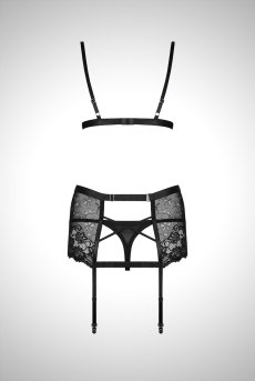 画像2: Blanita 3pcs set | ブラ＆ガーターベルト＆タンガ3点セット・Tバック・ブラック   | 高級Sexyランジェリー Obsessive【送料無料・即日発送・サイズ交換NG】輸入下着・ランジェリー  （再入荷なし） (2)
