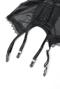 画像16: Norides corset ＆ thong |  ガーターベルト付きコルセット＆タンガ2点セット（ワイヤーあり・レザー・レース・ブラック）  | Obsessive 高級Sexyランジェリー【即日発送・サイズ交換NG】輸入下着・ランジェリー    (16)