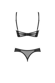 画像2: Roxelia 2 pcs crotchless set | トップレスブラ&クロッチレスタンガ 2点セット（オープンバスト・オープンクロッチ・ワイヤー入り・シースルー・ブラック）| Obsessive 高級Sexyランジェリー【即日発送・サイズ交換NG・メール便対象】輸入下着・ランジェリー   (2)
