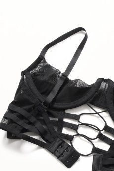 画像14: Roxelia 2 pcs crotchless set | トップレスブラ&クロッチレスタンガ 2点セット（オープンバスト・オープンクロッチ・ワイヤー入り・シースルー・ブラック）| Obsessive 高級Sexyランジェリー【即日発送・サイズ交換NG・メール便対象】輸入下着・ランジェリー   (14)