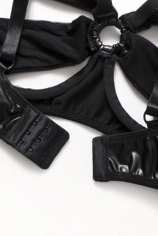 画像13: Armares 3 pcs crotchless set | ワイヤー入りブラ＆ガーターベルト＆クロッチレスタンガ3点セット（オープンクロッチ・レザー・ボンデージ・ブラック）| Obsessive 高級Sexyランジェリー【即日発送・サイズ交換NG】輸入下着・ランジェリー   (13)