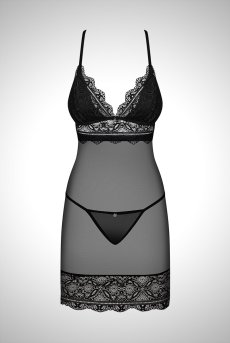 画像1: Renelia chemise | スリップドレス＆Gストリングタンガ2点セット・Tバック・ブラック   | 高級Sexyランジェリー Obsessive【送料無料・即日発送・サイズ交換NG】輸入下着・ランジェリー   (1)
