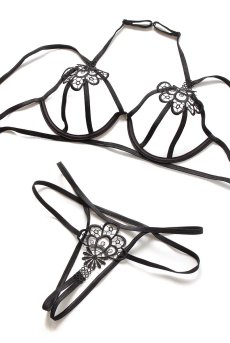 画像15: Badossa 2pcs set | オープンバストブラ＆オープンクロッチタンガ・Tバック・ブラック   | 高級Sexyランジェリー Obsessive【送料無料・即日発送・サイズ交換NG】輸入下着・ランジェリー   (15)