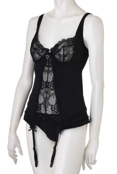 画像16: Heartina corset black | レースブラ＆ガーターベルト付きスリーインワン＆ブラジリアンショーツセット・黒   | 高級Sexyランジェリー Obsessive【即日発送・サイズ交換NG】輸入下着・ランジェリー   (16)